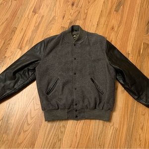 Holloway Varsity Jacket gray wool + black leather